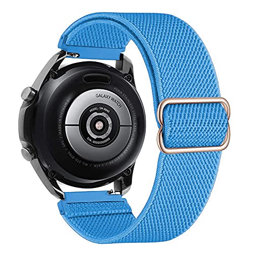 20mm Armband Kompatibel für Samsung Galaxy Watch 4/4 Classic/Galaxy Watch 3 41mm/Active 2/Galaxy Watch 42mm Nylonschlaufe für Amazfit Bip/Bip Lite Elastisches Verstellbares Ersatz Sportarmband Blau von Apbands