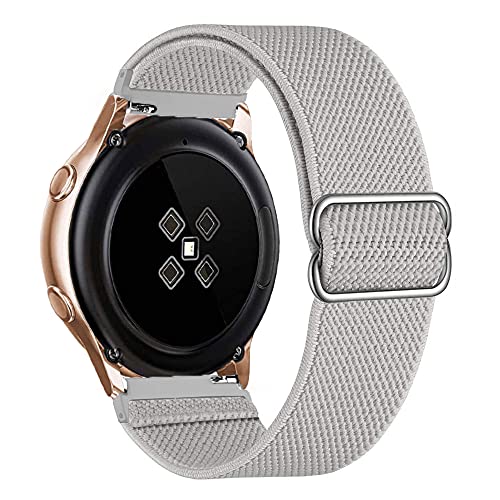 20mm Armband Kompatibel für Samsung Galaxy Watch 4/4 Classic/Galaxy Watch 3 41mm/Active 2/Galaxy Watch 42mm Nylonschlaufe für Amazfit Bip/Bip Lite Elastisches Verstellbares Ersatz Sportarmband grau von Apbands