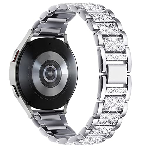 20mm Armband kompatibel für Samsung Galaxy Watch 5/5 Pro 45mm/Galaxy Watch 4/4 Classic/3 41mm/Active 2/Galaxy Watch 42mm für Amazfit BIP/GTR 42mm/GTS/2/2e/3 Metall-Diamant-Armband von Apbands