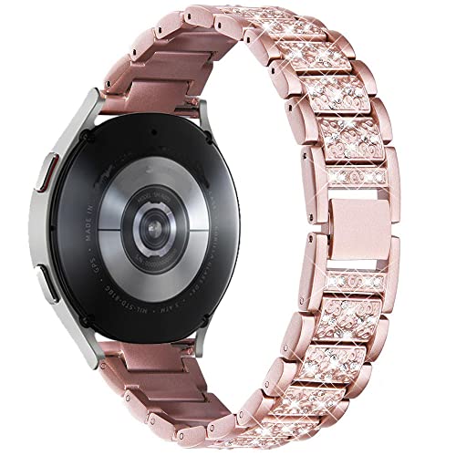 Apbands 20mm Armband kompatibel für Samsung Watch Active 2 40mm 44mm/Galaxy Watch 4/4 Classic/3 41mm/Active/Galaxy Watch 42mm for Amazfit BIP/GTR 42mm/GTS/2/2e/3 Metall-Diamant-Armband 20mm von Apbands