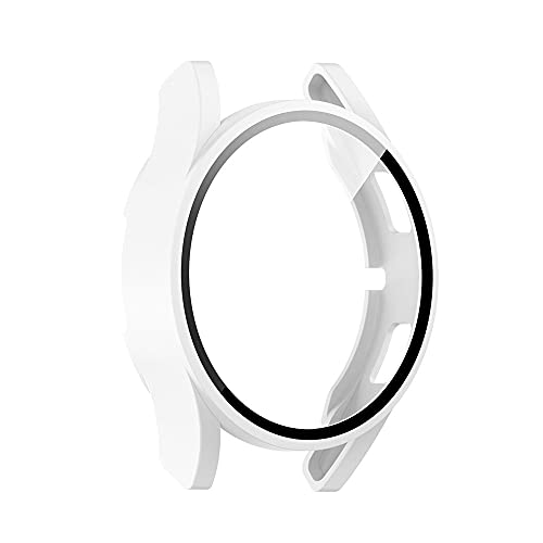 Apbands Hartes PC-Gehäuse mit Displayschutz aus gehärtetem Glas Kompatibel für Samsung Galaxy Watch 4 44mm 40mm Rundum-Displayschutz Anti-Fall Schutzhülle Hülle Weiß Galaxy Watch 4 40mm von Apbands