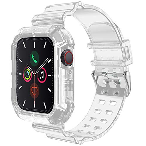 Gehäuse mit Armband Kompatibel für Apple Watch Band 38mm 40mm 41mm 42mm 44mm 45mm Zubehör Weiches Silikon Transparent Klares Armband für iWatch Serie 8 7 6 SE 5 4 3 von Apbands