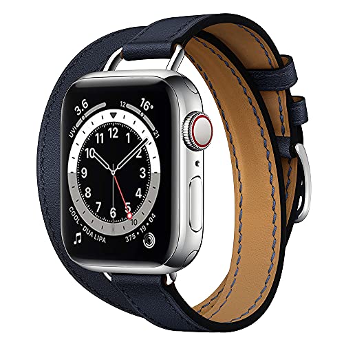 Kompatibel für Apple Watch Armband 38mm 40mm 41mm 42mm 44mm 45mm 49mm Echtes Lederband Double Tour Slim Armband Norraw Ersatzarmband für iWatch Series 8 Ultra/SE 7 6 5 4 3 2 1 von Apbands