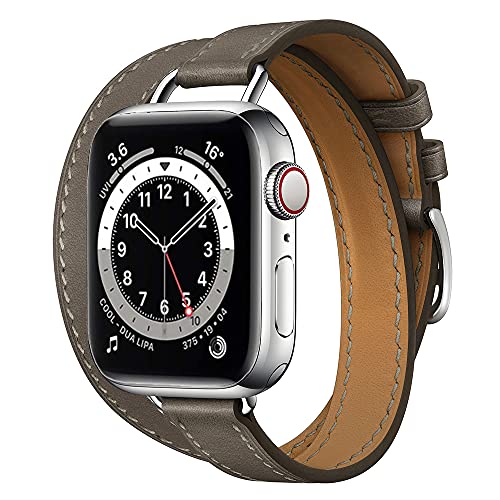 Kompatibel für Apple Watch Armband 38mm 40mm 41mm 42mm 44mm 45mm 49mm Echtes Lederband Double Tour Slim Armband Norraw Ersatzarmband für iWatch Series 8 Ultra/SE 7 6 5 4 3 2 1 von Apbands