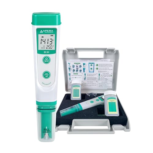 Apera Instruments EC20 EC-Messgerät, Leitfähigkeitsmessgerät im Taschenformat (1% Genauigkeit, BPB Sensor, Temperaturanzeige, komplettes Set) von Apera Instruments