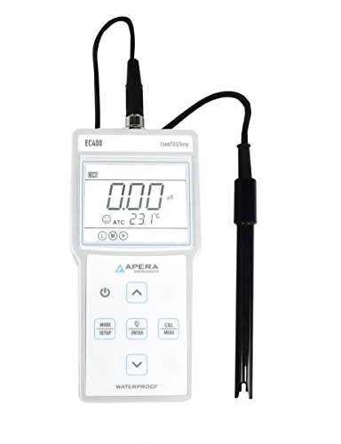 Apera Instruments EC400 tragbares Leitfähigkeit-/TDS-/Temp.-Messgerät (Inkl. 2301T-S Leitfähigkeitselektrode mit integrierter Temperaturmessung, 1- bis 4-Punkt-Kalibrierung) von Apera Instruments