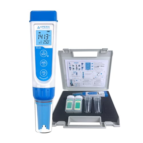 Apera Instruments EC60 Premium Leitfähigkeits-Messgerät (±1% Genauigkeit, EC/TDS/Salzgehalt Messung, austauschbare BPB-Elektrode, wasserfest, Temperaturanzeige) von Apera Instruments