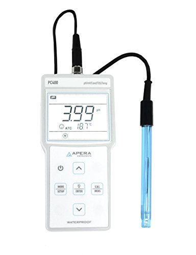 Apera Instruments PC400 Tragbares Multi-Parameter-Messgerät (pH/EC/TDS/Temp.) (Genauigkeit ±0,01 ±1 digit, autom. 1- bis 3-Punkt-Kalibrierung, Temperaturkompensation 0 bis 100 °C), AI413 von Apera Instruments