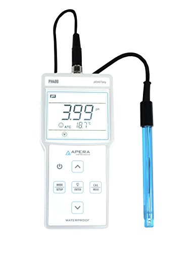 Apera Instruments PH400 tragbares pH-Messgerät (Inkl. 201T-S pH-Elektrode mit integrierter Temperaturmessung; pH-Messbereich: 0,00 bis 14,00) von Apera Instruments