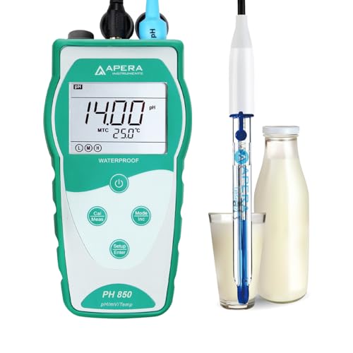 Apera Instruments PH850-DP Tragbares pH-Messgerät für Milchprodukte (Milch, Sahne, Joghurt) und flüssige Lebensmittel, ausgestattet mit LabSen 823 Elektrode (pH-Messbereich: 0 bis 14,00) von Apera Instruments