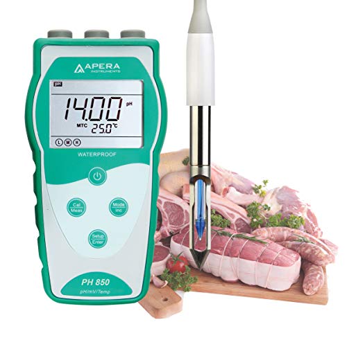 Apera Instruments PH850-MT Tragbares pH-Messgerät für Fleisch, ausgestattet mit der LabSen 763 pH-Elektrode (pH-Messbereich: 0 bis 14,00) von Apera Instruments