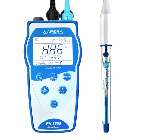 Apera Instruments PH8500-SA pH-Messgerät für stark alkalische Lösungen mit GLP-Speicherfunktion und Datenausgabe (pH-Messbereich: 0 bis 14,00) von Apera Instruments