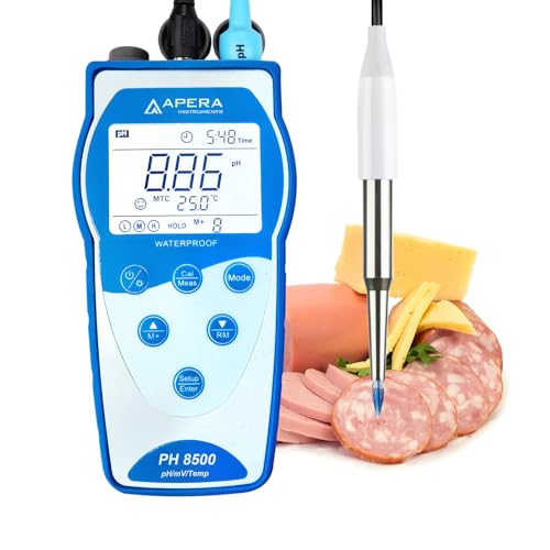 Apera Instruments PH8500-SS pH-Messgerät für Lebensmittelproben mit GLP-Speicherfunktion und Datenausgabe (pH-Messbereich: 0 bis 14,00) von Apera Instruments