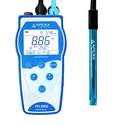 Apera Instruments PH8500 tragbares pH-Messgerät mit GLP-Datenverwaltung (pH-Messbereich -2,00 bis 16,00) von Apera Instruments