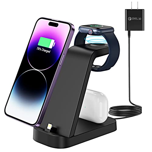 Apple Ladestation für iPhone 11/12/13/14/Pro/Max/XS/XR/X/8/7/6/5,Apple Watch Ladestation für Apple Watch 8/Ultra/7/6/SE/5/4/3/2, iPhone Ladestation für AirPods 1/2/3/Pro/Pro2 von Apetiy