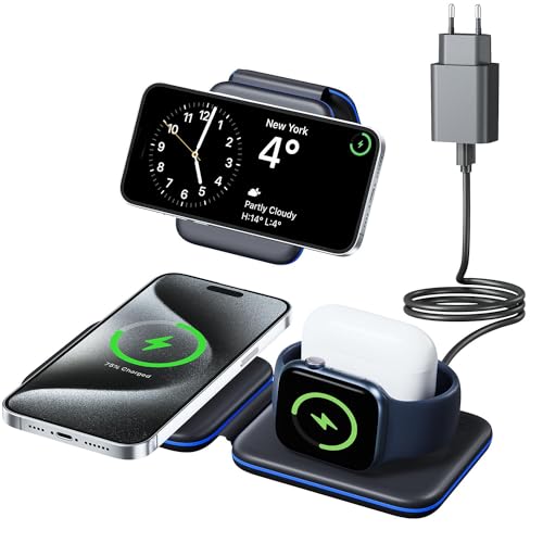 Ladestation Apple Watch und iPhone für iPhone 15/14/13/12 Serie,Apple Watch Ladestation für Apple Watch 9/8/Ultra/7/6/SE/5/4/3/2, Apple Ladestation für AirPods1/2/3/Pro/Pro2 MagSafe Ladegerät von Apetiy