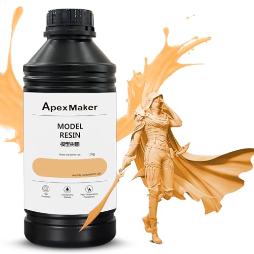 ApexMaker 3D Drucker Resin, 1000g, Hohe Präzision, Geringer Geruch, Schnellhärtendes Standard Photopolymer Harz, 385-405nm 3D Druck flüssiges Photopolymer Harz für LCD DLP SLA (Orange) von ApexMaker