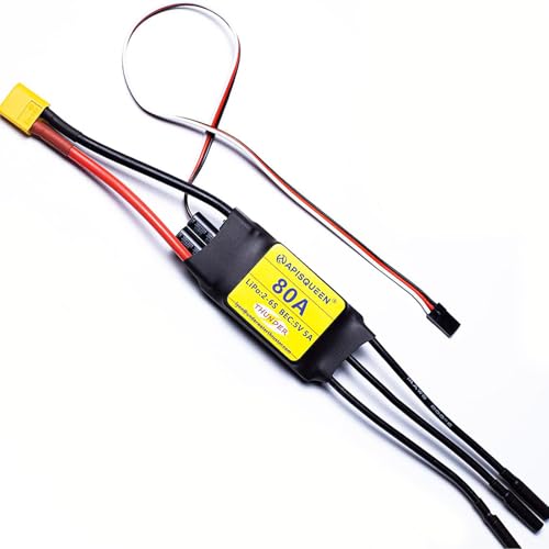 ApisQueen 80A ESC 2-6S LiPo bürstenloser elektronischer Geschwindigkeitsregler mit BEC XT60 & 4,0 mm Stecker für RC Flugzeug Drohnenmodell von ApisQueen