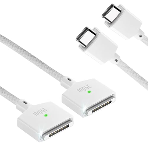 Apitiong USB C auf für Magsafe 3 Ladekabel [2M/6.6FT], 140W PD Schnellladen Typ C auf Mag Safe 3 Ladekabel für Magsafe 3 140/100/65 W PD-Schnelllade-PVC-Kabel für i-OS-Tablet (2 Stück) (Weiß) von Apitiong