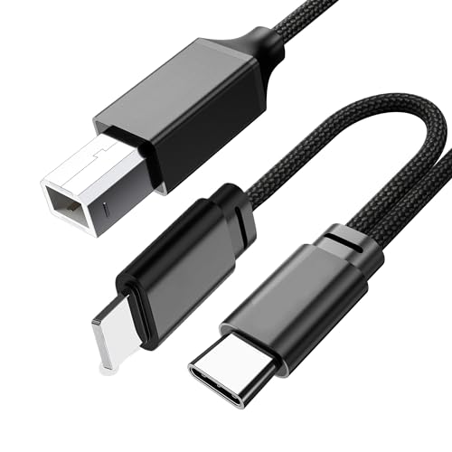 Apitiong USB-C-zu-Midi-Kabel USB-OTG-Typ-B-Kabel [mit Lightning-Anschluss] Kompatibel mit Lightning und USB-C für iPhone Pad iOS Midi-Controller, elektronische Musikinstrumente, Midi-Keyboards von Apitiong