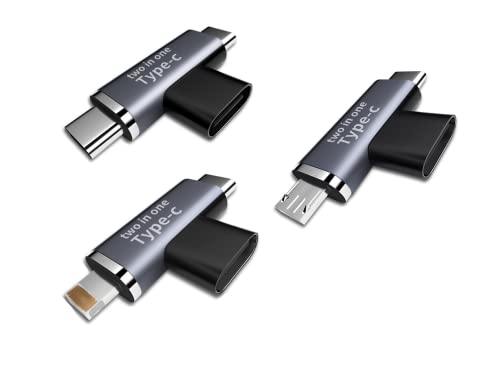 Typ-C-Buchse auf Lightning- und USB-C-Adapter, C-Buchse auf 2 C-Stecker, C-Buchse auf C-Stecker und Mico, OTG-Adapter, PD-Schnellladeadapter, kompatibel Lightning, Datenübertragung und Aufladen von Apitiong