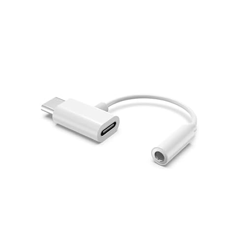 USB C Aux Adapter und Laden,2 in 1 Adapter USB C Klinke 3,5 mm und Ladegerät, für Pad Pro2018/2020 Sumsung Galaxy S23/S22 Ultra, Note 20/10, Pixel Huawei (1/weiß) von Apitiong