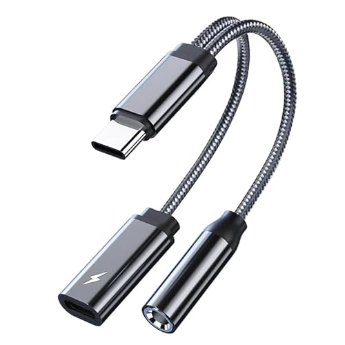 USB C Kopfhörer Adapter und Laden,2 in 1 Adapter USB C Klinke 3,5 mm und Ladegerät, Adapter USB Typ C Audio mit DAC für Pad Pro2018/2020 Sumsung Galaxy S23/S22 Ultra, Note 20/10, Pixel Huawei(Silber) von Apitiong