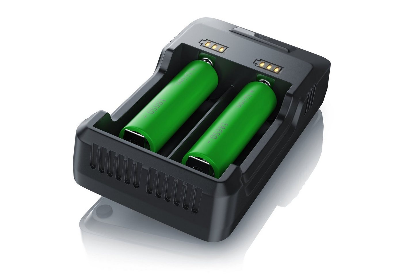 Aplic Batterie-Ladegerät (2000 mA, USB Akku Lader mit zwei Steckplätzen für Ni-MH / Ni-Cd / Li-ion Akkus) von Aplic