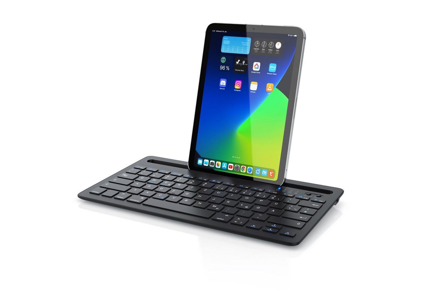 Aplic Tablet-Tastatur (Bluetooth, Tablet Halterung, mit Akku, für iOS, Android, Windows) von Aplic