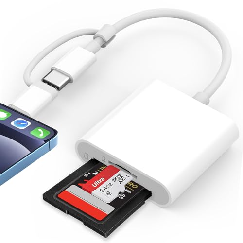 SD Kartenleser für Phone, USB C SD Kartenleser mit Dualer Steckplatz Micro-SD Card Reader Fotografie Speicherkartenadapter- Plug and Play von Aplimln