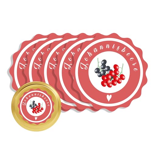 Apoidea – Marmeladen Etiketten selbstklebend 48 Stück/hochwertige Etiketten für Marmeladengläser/Aufkleber Marmeladengläser/Runde Etiketten selbstklebend Marmelade - Johannisbeer von Apoidea