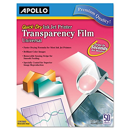 Apollo Transparente Folie für Tintenstrahldrucker, für Hewlett-Packard, 50 Blatt/Packung (VCG7031S) von Apollo