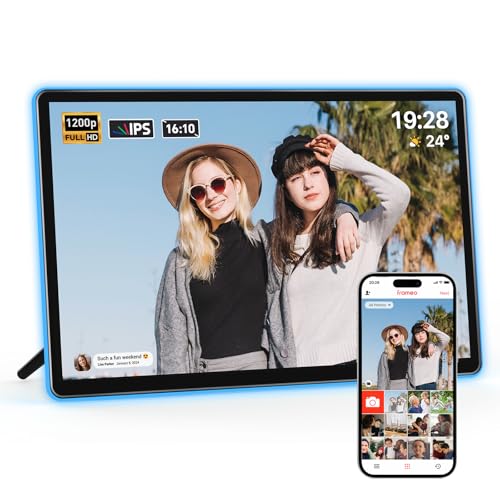 ApoloSign Digitaler Bilderrahmen mit Neonlicht – 14-Zoll-2K-FHD-Display, AI-Farbwechsel-LED-Streifen, digitaler Fotorahmen, Frameo-App, Bester digitaler Rahmen zum Verschenken von ApoloSign
