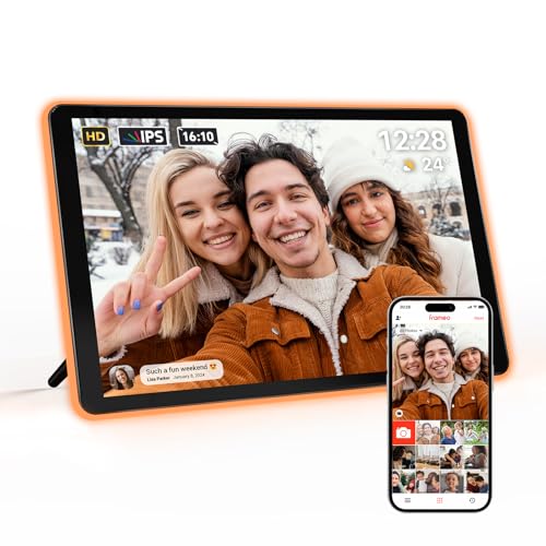 ApoloSign Neonlicht Digitaler Bilderrahmen – 10,1" 2K FHD-Display, KI-gesteuerter Farbwechsel-LED-Streifen, Frameo App – Der Beste Digitale Bilderrahmen zum Verschenken von ApoloSign
