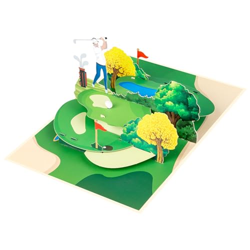 Golf-handgefertigte 3D-Popup-Karte, Popup-Grußkarte, Sportkarte, Happy Birthday, Vatertagskarten, mit Umschlag, Geschenk, 3D-Sport-Grußkarte von Apooke