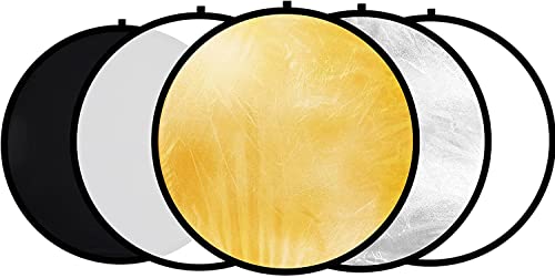 Apore 5 in 1 Faltreflektoren Set Reflektor für Studio und Foto Diffusor,Gold Silber Weiß Schwarz und Transparent,Runden Apore 5 in 1 Faltreflektoren Set Reflektor für Studio und Foto Diffusor,Gold Silber Weiß Schwarz und Transparent,Runden von Apore