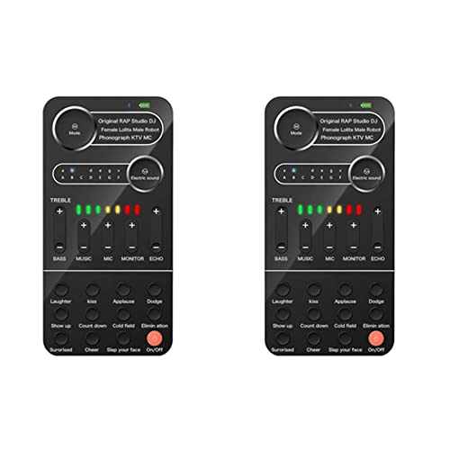 Aposous 2 x Live-Soundkarte, Sprachwechsler mit Mini-Mikrofon, Kopfhörer, Handmikrofon, Stimmenwechsler, Soundeffekt-Maschine von Aposous