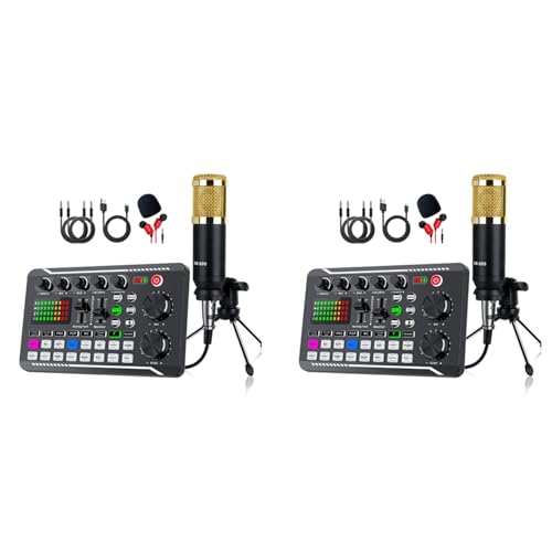 Aposous 2X F998 BM800 Set Tragbares Soundkarten-Set, Kondensatormikrofon-Set, Live-Soundkarte von Aposous