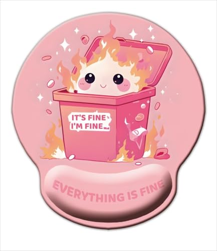 Apottwal Pinkes Mauspad mit Handgelenkstütze, lustiges Design, ergonomisches Mauspad für Damen und Mädchen, niedliches Mauspad für Schreibtisch-Gaming mit rutschfester PU-Basis, It's Fine I'm Fine Apottwal Pinkes Mauspad mit Handgelenkstütze, lustiges Design, ergonomisches Mauspad für Damen und Mädchen, niedliches Mauspad für Schreibtisch-Gaming mit rutschfester PU-Basis, It's Fine I'm Fine von Apottwal