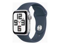 Apple Watch SE 2022 (GPS) 40mm silber mit Sportarmband M/L sturmblau von Apple Computer