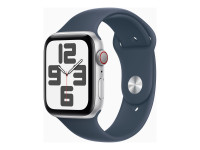 Apple Watch SE 2022 (GPS + Cellular) 44mm silber mit Sportarmband M/L sturmblau von Apple Computer