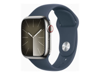 Apple Watch Series 9 (GPS + Cellular) 41mm Edelstahl silber mit Sportarmband S/M sturmblau von Apple Computer