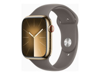 Apple Watch Series 9 (GPS + Cellular) 45mm Edelstahl gold mit Sportarmband S/M tonbraun von Apple Computer
