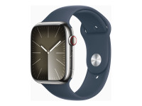 Apple Watch Series 9 (GPS + Cellular) 45mm Edelstahl silber mit Sportarmband S/M sturmblau von Apple Computer