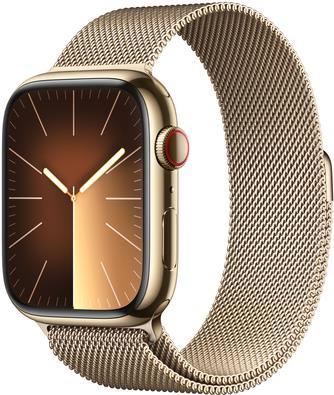 APPLE Watch Series 9 GPS + Cellular 45mm Gold Stainless Steel Case with Gold Milanese Loop (MRMU3QF/A) von Apple