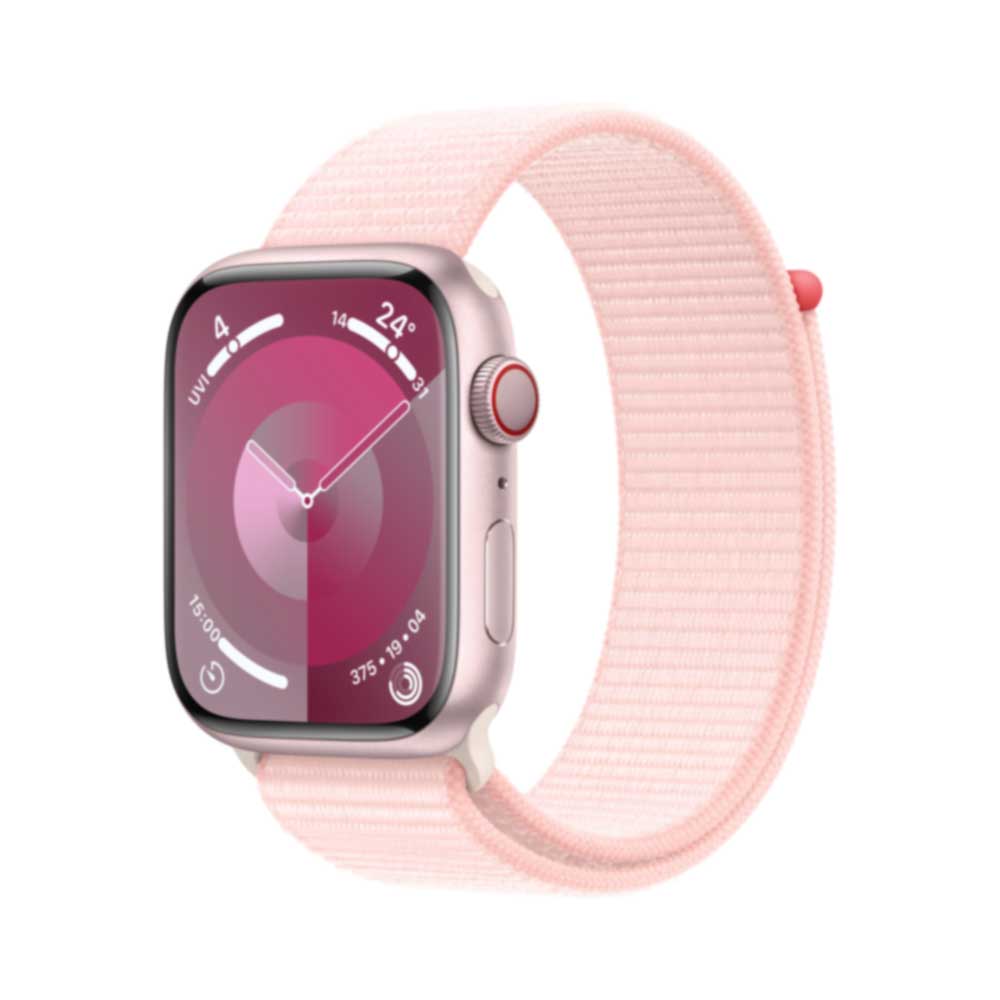 APPLE Watch Series 9 GPS + Cellular 45mm Pink Aluminium Case with Light Pink Sport Loop (MRMM3QF/A) von Apple