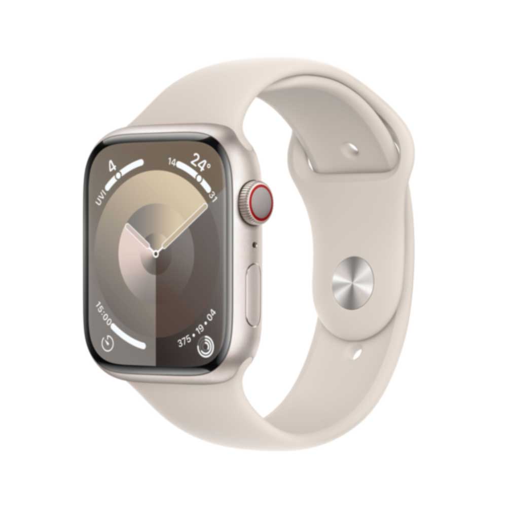 APPLE Watch Series 9 GPS + Cellular 45mm Starlight Aluminium Case with Starlight Sport Band - M/L (MRM93QF/A) von Apple