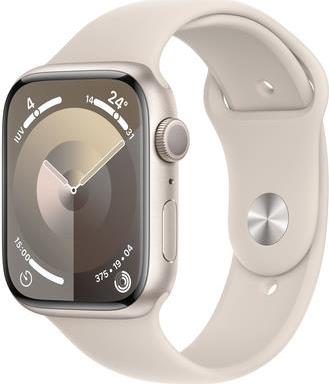 APPLE Watch Series 9 GPS 45mm Starlight Aluminium Case with Starlight Sport Band - M/L (MR973QF/A) von Apple