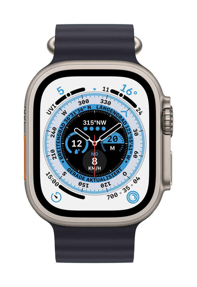 APPLE Watch Ultra GPS + Cellular 49mm Titanium Case with Midnight Ocean Band (MQFK3FD/A) von Apple
