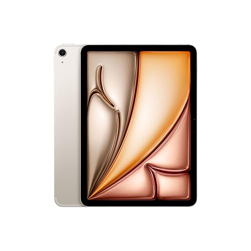 Apple 11" iPad Air (M2): Liquid Retina Display, 512 GB, 12 MP Querformat Frontkamera/12 MP Rückkamera, WLAN 6E und 5G Mobilfunk mit eSIM, Touch ID, Batterie für den ganzen Tag – Polarstern von Apple